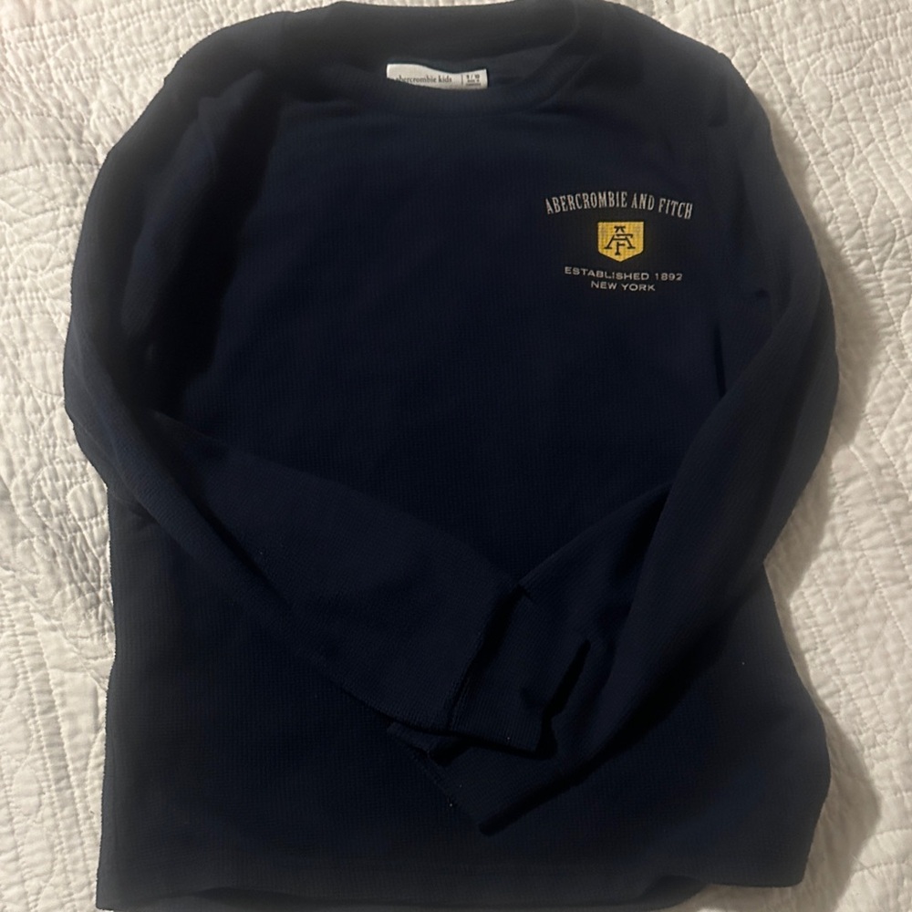 Abercrombie & Fitch Navy Long Sleeve Tee with Yellow Logo